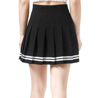 1 x RAW Customer Returns Dressystar Women s Stretchy Pleated Skirt Schoolgirl Solid Skater Tennis Basic Mini Skirt Black White Stripes XL - RRP €21.31