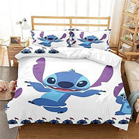 1 x RAW Customer Returns DELLIOP 3-piece bedding set Stitch birthday decoration with zipper Patterned duvet cover set Lilo and Stitch Friends with 2 pillowcases 50x75 Children s bedding set White 3, 140x200 cm - RRP €29.9