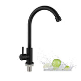 1 x RAW Customer Returns Black sink tap, kitchen tap made of stainless steel, 360 rotation sink tap, kitchen tap only cold water, rust protection for kitchen, bathroom, toilet - RRP €19.15