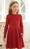 1 x RAW Customer Returns Arshiner Dresses Girls Sweater Dress Autumn Winter Dress Long Sleeve Knitted Dress Christmas Dress Flare Skater Dress A-line Plain Basic Children s Casual Dress Red 150 - RRP €23.9