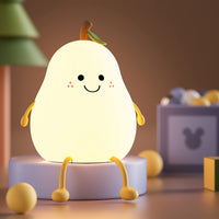 1 x RAW Customer Returns Comely Night Light for Children LED, Dimmable Creative Fruit Pear Shape Baby Night Light with 7 Light Changes, USB Charging and Timing Function, Children s Lamp Sleeping Light for Mother s Day Gift - RRP €21.99