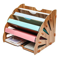 1 x RAW Customer Returns EXERZ Wooden File Organizer 5 Tiers Peacock Tail for Desk Office Supplies Document Holder Student School Notebook Letters and Magazines Storage Stationary Painting Drying. - RRP €17.99