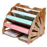 1 x RAW Customer Returns EXERZ Wooden File Organizer 5 Tiers Peacock Tail for Desk Office Supplies Document Holder Student School Notebook Letters and Magazines Storage Stationary Painting Drying. - RRP €17.99