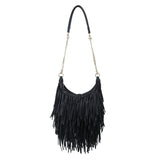 1 x RAW Customer Returns LUI SUI Women Handmade Leather Fringe Tassel Crossbody Hobo Shoulder Bag Crossbody Bags - RRP €31.31