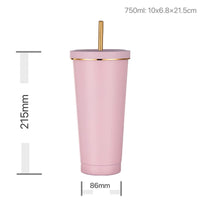 1 x RAW Customer Returns HUIEYE 750ml 25oz stainless steel mug with straw and lid, stainless steel insulated mug, coffee mug to go, BPA free vacuum insulated thermal mug, insulated mug for ice cold or warm drinks pink  - RRP €19.96