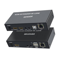 1 x RAW Customer Returns KVM EXTENDER 4K 120M RECEIVER, 4K HDMI KVM Extender over Cat5e 6 Ethernet Cable 120M HDMI USB Extender Video Audio Transmitter Receiver Support Keyboard Mouse - RRP €95.6