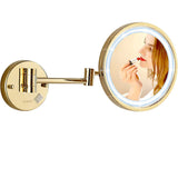 1 x RAW Customer Returns DOWRY 10x Magnifying Mirror with LED Light Wall Mount, Gold Extendable Bathroom Mirror, 3 Color Lights, 360 Rotation, Round Makeup Mirror with Plug, Shaving Mirror, Diameter 21.5 cm - RRP €92.98