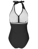 1 x RAW Customer Returns Voqeen One Piece Swimsuit Women Tummy Control Ruched Swimsuit Halter V Neck Push Up Padded Bathing Suit Monokinis - RRP €20.54