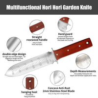 1 x RAW Customer Returns FLORA GUARD Professional Hori Hori Garden Knife with Leather Sheath, Stainless Steel Blade, Including Whetstone, for Weeding, Digging, Pruning and Cultivating Red  - RRP €24.19