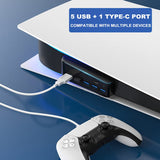 1 x RAW Customer Returns USB hub for PS5, Megadream 5 port high-speed expansion hub charger splitter adapter with 4 USB 1 USB charging port 1 Type-C port, compatible with Playstation 5 Dualsence game console - RRP €30.81