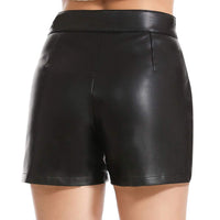 1 x RAW Customer Returns Everbellus Women s Casual Wide Leg High Waist Leather Shorts, L, Black - RRP €27.22