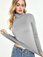 1 x Brand New SSLR Women s Thermal Long Sleeve Turtleneck Shirt Slim Fit Basic Tops Brushed Turtleneck Pullover Large, Grey  - RRP €22.31