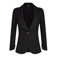 1 x RAW Customer Returns PrinStory Blazer For Women 3 4 Ruched Sleeve Blazer Business Office Blazer Suit Sporty Jack Trench Coat Black, EU 44-46  - RRP €33.6