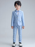 1 x RAW Customer Returns LOLANTA 3-piece boys plaid suit set, elegant blazer for wedding prom, formal wear jacket-pant-bow tie set blue, 7-8 years, label size 130  - RRP €39.98