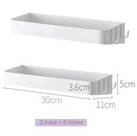 1 x RAW Customer Returns YUHIAKE bathroom shelves without drilling 2 pieces, shower shelf with 6 removable hooks, bathroom shelf, bathroom shelves sink, wall shelf for bathroom toilet kitchen, white - RRP €18.95