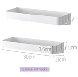 2 x RAW Customer Returns YUHIAKE bathroom shelves without drilling 2 pieces, shower shelf with 6 removable hooks, bathroom shelf, bathroom shelves sink, wall shelf for bathroom toilet kitchen, white - RRP €37.9