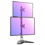 2 x RAW Customer Returns PUTORSEN Monitor mount 2 monitors, vertical double monitor mount for 17-32 inch LCD LED screens, dual free-standing monitor mount, VESA 75x75-100x100mm, black - RRP €82.68