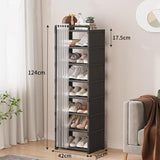 1 x RAW Customer Returns AISIR 8-Tier Space-Saving Shoe Rack, Stackable Metal Shoe Rack Shoe Rack, for Entrance, Outdoor and Indoor Wardrobe. Easy to Assemble, 42 x 30 x 124 CM, Black. - RRP €26.99