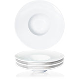 1 x RAW Customer Returns jinsongdafa Soup Bowls, Soup Plates, Pasta Plates 150 ml, Noodle Bowl Set of 4, White Flat Bowl Plates, Porcelain Rim Bowls with and Rim, Best Gift 21.5 CM  - RRP €45.42