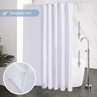 1 x RAW Customer Returns Furlinic shower curtain, extra length, bathroom curtain, anti-mold textile for bathtub and shower, curtain made of fabric, antibacterial, washable with 12 shower rings, white, extra large, 200 x 200 cm. - RRP €20.16