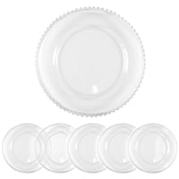 3 x RAW Customer Returns StarLuckINT 6 Pieces Beaded Plastic Charger Plates, 13 Round Plastic Charger Plates, Elegant Decorated Plates, for Party Wedding Event Dinner Decoration Color Clear  - RRP €149.97