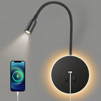 1 x RAW Customer Returns Awekliy 3W 8W LED gooseneck reading lamp wall lamp USB charging with switch wall reading lamp bed lamp night light inside reading light swivel wall lighting bedroom bedside lamp 3000K black  - RRP €35.99