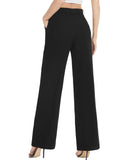 1 x RAW Customer Returns Tapata Women s Wide Leg Long Pants For Women With Pockets Casual Zipper, Black, 8 - RRP €38.3