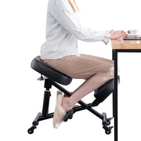 1 x RAW Customer Returns YOOTMEEN Ergonomic Kneeling Chair, Adjustable Desk Stool for Home and Office, Reduce Pressure on Your Shin with Adjustable Footrests, Brake Casters, Black - RRP €159.32