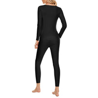 1 x RAW Customer Returns Prontiaduscire Women s Thermal Underwear Set Seamless Soft Fleece Lined, Long Sleeve T-Shirt and Pants, Breathable, Extensible, Quick Drying, 028 Black M - RRP €28.37