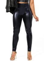 1 x RAW Customer Returns TZLDN Women s Leather Thermal Leggings Lined Winter Leggings Wetlook High Waist Leather Pants Leather Look Leggings F01 Black XS - RRP €24.19