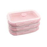 1 x RAW Customer Returns OITUGG Foldable Lunch Box 3 Pack - 350ml Silicone Foldable Lunch Box with Lid, Designed 4 Snap-In Buckles, BPA-Free, Easy to Clean, Microwave Safe, Dishwasher Safe, Pink - RRP €11.78