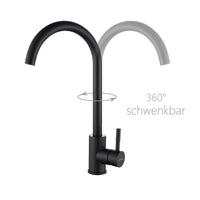 1 x RAW Customer Returns KINSE single lever kitchen faucet stainless steel 360 swivel sink faucet High pressure kitchen faucet Black - RRP €50.89