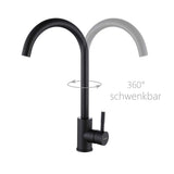 1 x RAW Customer Returns KINSE single lever kitchen tap stainless steel 360 swivel sink tap High pressure kitchen faucet Black - RRP €43.91