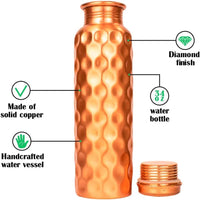 1 x RAW Customer Returns Zap Impex Copper Bottle for Water Drinking Ayurvedic Health Benefits Diamond Pattern Water Bottle 1 Bottle  - RRP €26.89