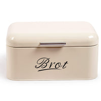 1 x RAW Customer Returns Theo Cleo bread box with lid, large crispbread box made of metal, bread storage box, bread and biscuits stored for a long time and kept dry, retro design 31cm 19cm 16cm beige - RRP €26.4