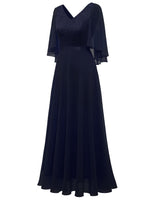 1 x RAW Customer Returns DRESSTELLS Women s Evening Dresses Elegant for Wedding Cocktail Dress Lace Sleeves Ball Gowns Maxi Length Navy M - RRP €66.99