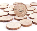 1 x RAW Customer Returns BetterJonny 50 Pieces Wooden Discs, Round 5-6 cm Wooden Log Discs Kit with Hole Unfinished Wooden Circles for DIY, Crafts, Wedding, Christmas Decoration - RRP €15.12