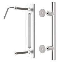 1 x RAW Customer Returns CCJH 24cm Barn Door Handle Sliding Door Handle Stainless Steel Sliding Door Pulls Handle Set Two-Sided, Silver - RRP €28.99