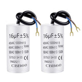 1 x RAW Customer Returns 2 pieces capacitor CBB60 16 F 450V 50 60 Hz working capacitor with 20cm connection cable and cable lugs starting capacitor motor start capacitor 16uF 74x37mm - RRP €12.62