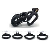 1 x RAW Customer Returns ChicLSQ Ventilation Penis Cage Chastity Belt Set with 4 Cock Rings Small Chastity Chastity Cage Man Bondage Extreme for Men Chastity Penis Cage Black Curved Ring-L  - RRP €34.58