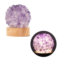 1 x RAW Customer Returns Hsthe Sea Purple Rock Quartz Crystal Lamp with Wooden Base Natural Clear Quartz Crystal Night Light - RRP €27.41