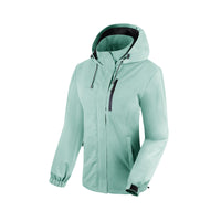 1 x RAW Customer Returns BATHRINS Rain Jacket Women Waterproof Breathable Hiking Jacket Windbreaker Women Lightweight Outdoor Jacket Mesh Lined Cycling Jacket with Hood Light Green, XL  - RRP €40.33