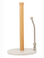 1 x RAW Customer Returns Marble and wood paper towel holder with stainless steel arm - RRP €27.22