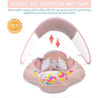 1 x RAW Customer Returns Baby swimming ring with removable sunroof, swimming aid with adjustable shoulder straps, swimming trainer, with inflatable swimming float for ages 3-36 months. Pink  - RRP €24.19