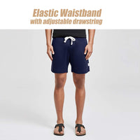 2 x Brand New MaaMgic men s shorts thin sweatshorts jogging pants cotton fitness pants casual training pants with inseam 18 cm, navy blue, S - RRP €46.66