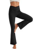 1 x RAW Customer Returns Friptspyg Yoga Pants Women Bootcut Flared Pants Fitness Sports Pants V-Shape High Waist with Pockets Casual Pants Gym Workout Jogging Training Pants, Black XL - RRP €22.99