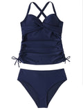 1 x RAW Customer Returns CheChury Women s Swimwear Tankini Two Piece Swimsuit Elegant with Bra V-Neck Beachwear Swimwear Swimsuit Adjustable Sexy Push Up Beachwear - RRP €30.89