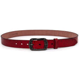 1 x RAW Customer Returns AmyKer Belt Women Vintage Leather Belt Red Yellow Brown Black Jeans Belt Gift Box Width 3.3 cm Ak011,Red,110 cm - RRP €25.35