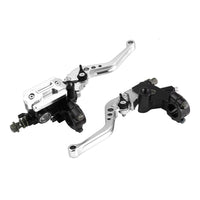 1 x RAW Customer Returns Keenso Motorcycle Brake and Clutch Levers, 1 Pair Motorcycle 7 8 Inch Handlebar Brake and Clutch Levers Master Cylinder Reservoir Lever Silver  - RRP €34.59