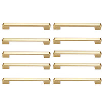 1 x Brand New LSJ12GD128 Brass Gold Tone Kitchen Cabinet Handles 5 Handles for Cabinets Pack of 10 - RRP €24.0